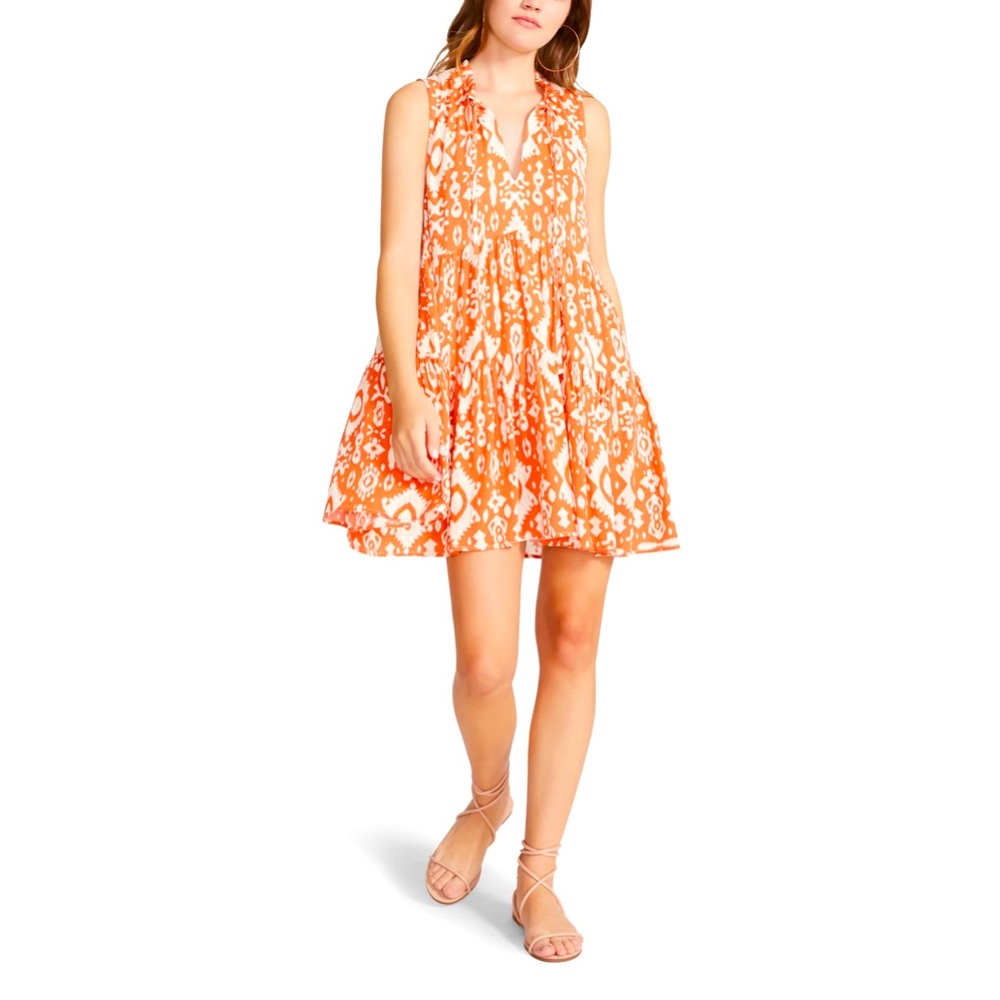 BB Dakota Orange Printed Tropical Breeze Sleeveless Dress Size Xlarge NWT
